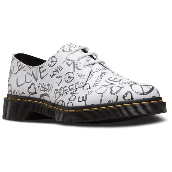 Martens Shoes Drmartens 461 Script White Oxford Leather